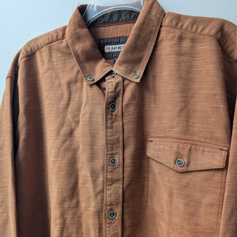 32 Bar Blues Button Down Shirt Rust Orange Textured Rugged XXL Heavy Utility